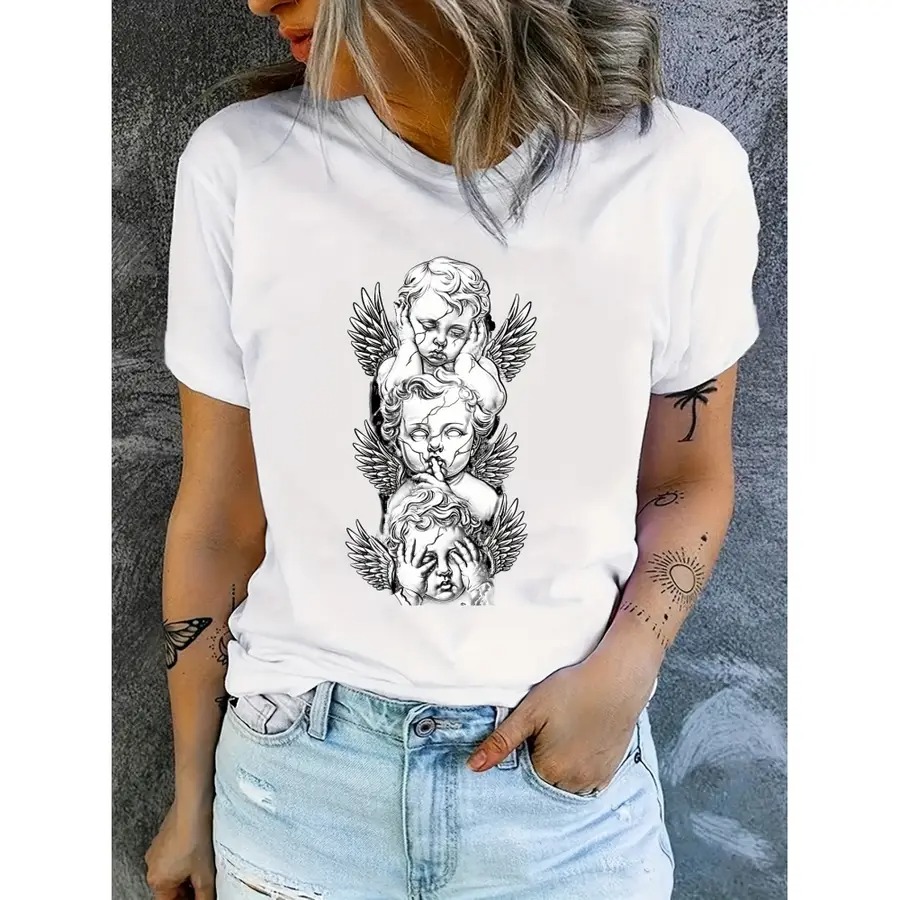 Vintage Fashion Sketches - 【New Arrival】Women Three Stacked Cracked Cherub