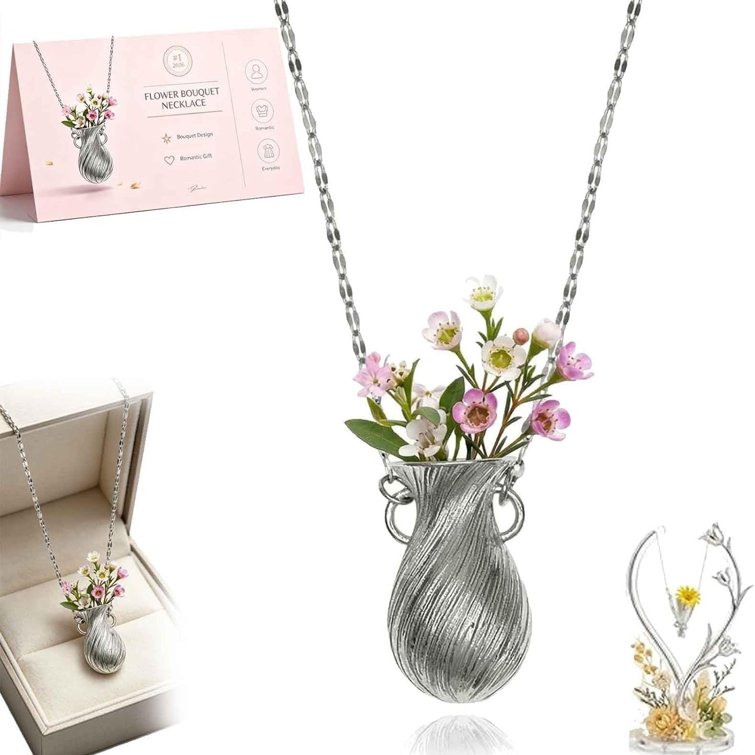 Vintage Fashion Sketches - New Flower Bouquet Necklace Wearable DIY