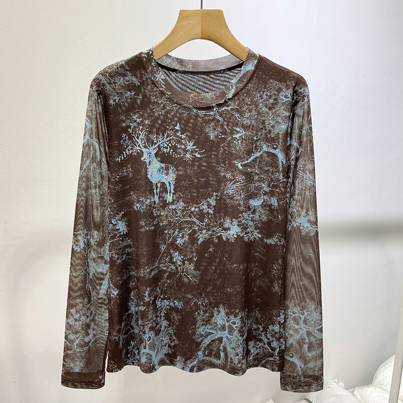 Tie Dye Shirt Vintage - spring autumn new Round neck fashion