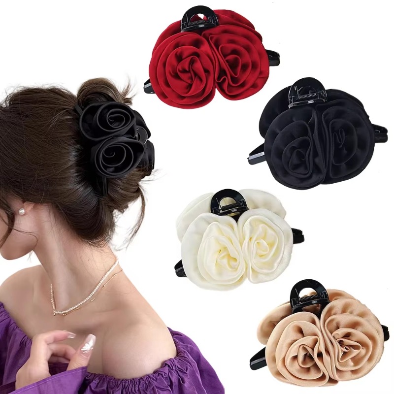 French Vintage Fashion - French Big Double Rose Flower Hair