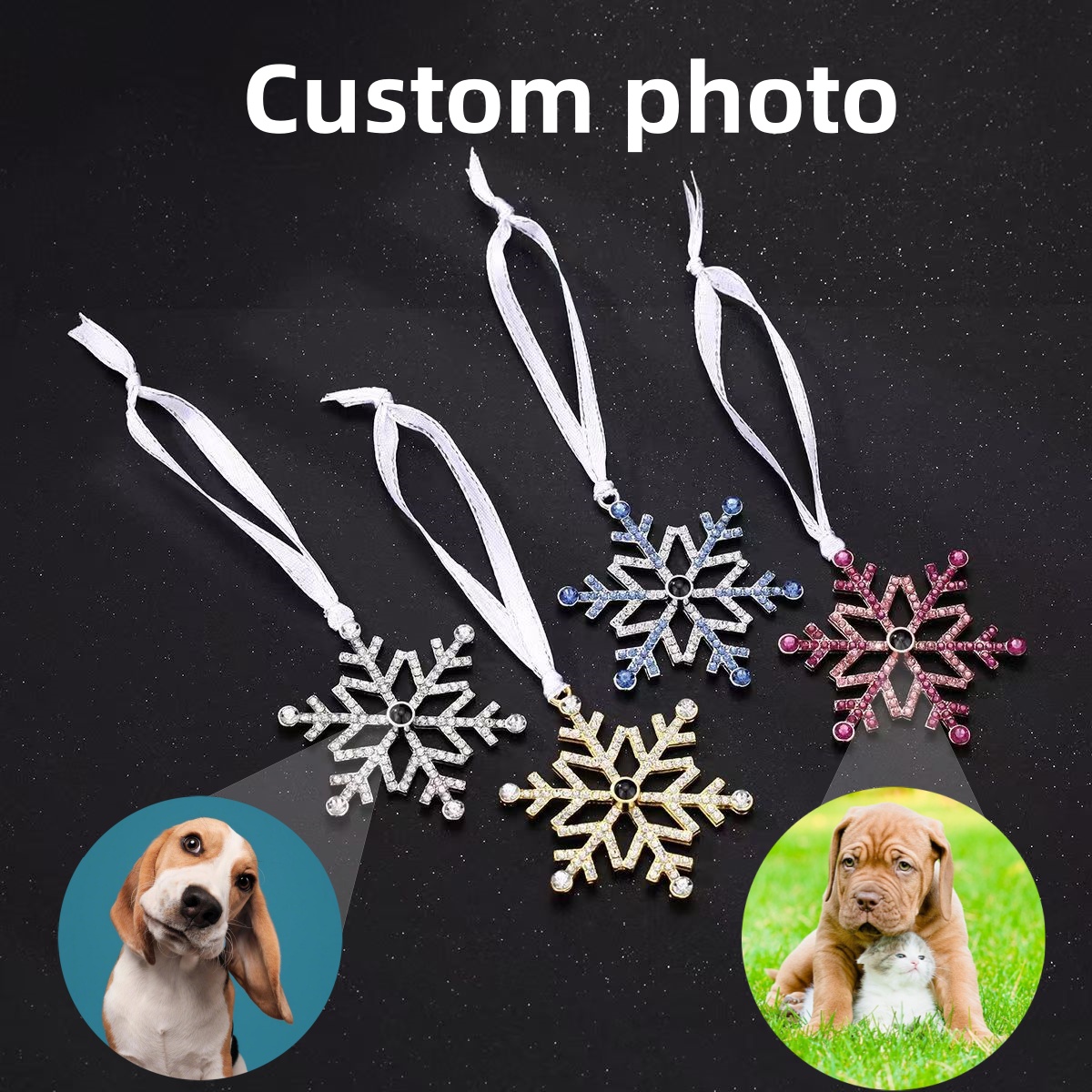 Vintage Fashion Ornaments - Projection Snowflake Pendant Custom Photo Hanging