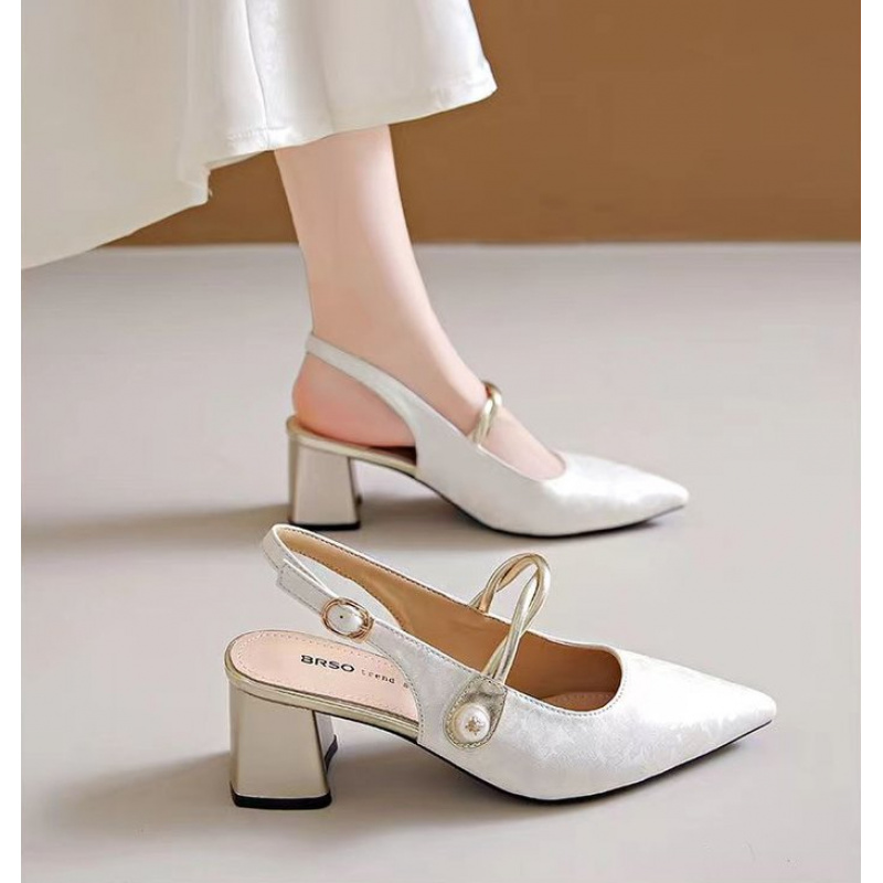 Vintage Fashion Style - New Chinese-style elegant satin pointed-toe backless