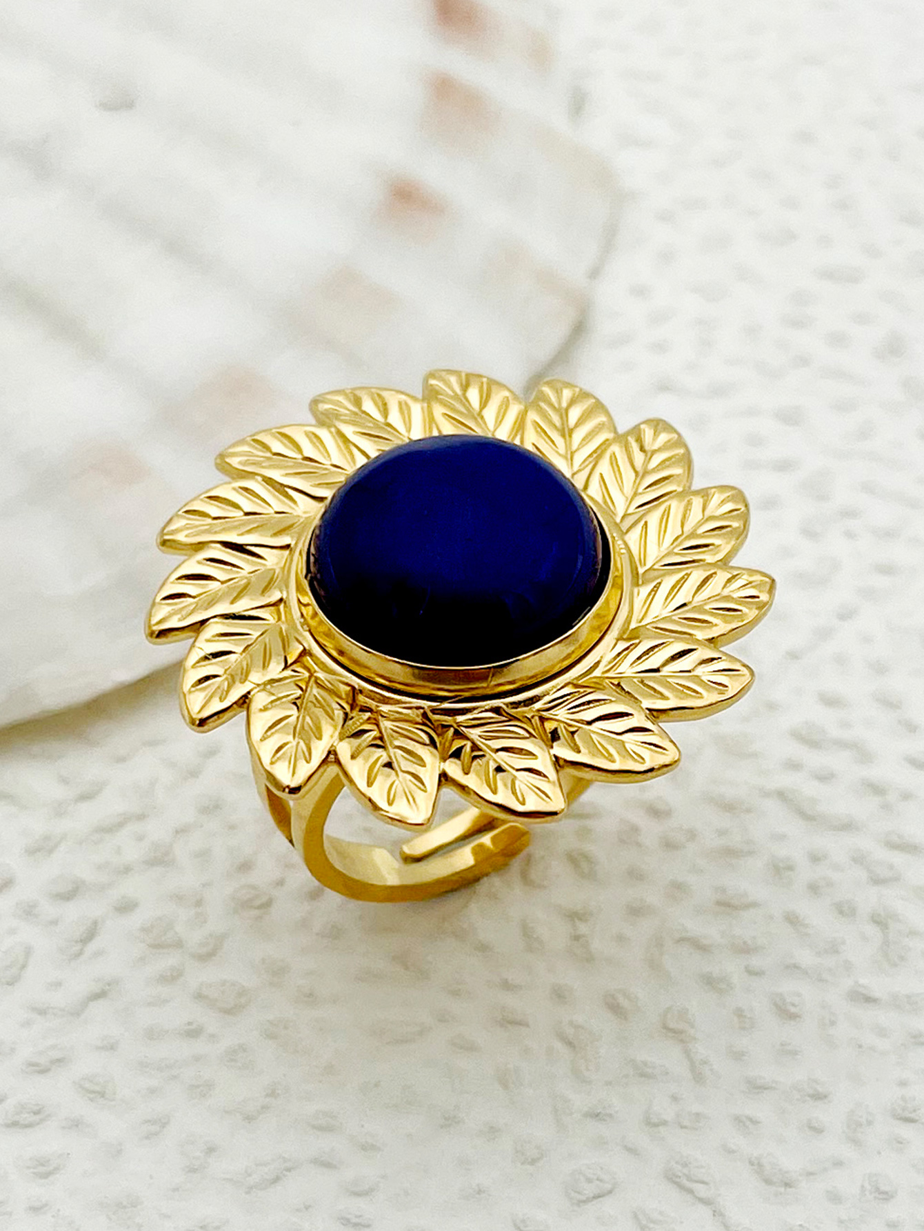 Vintage Fashion Rings For Women - Vintage Stainless Steel Fashion Sapphire Leaf