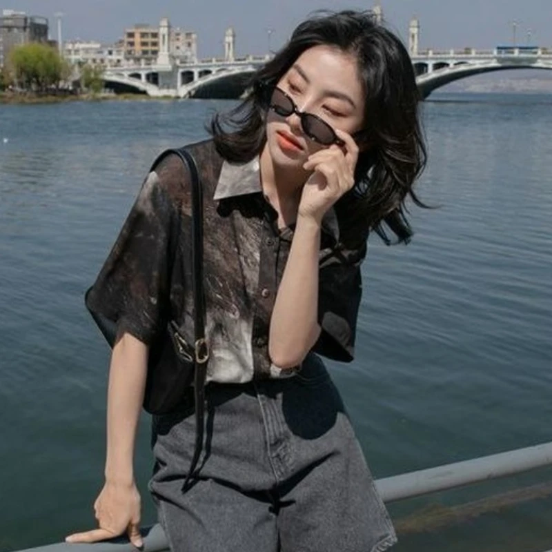 Shirt Women Cool Straight Casu - đánh giá và giá Tie Dye Shirt Vintage