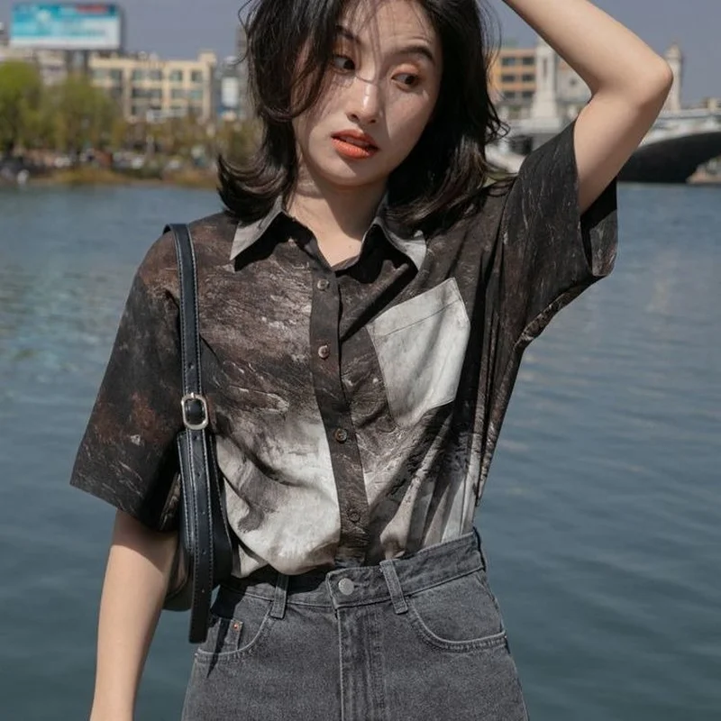 Shirt Women Cool Straight Casu - đánh giá và giá Tie Dye Shirt Vintage