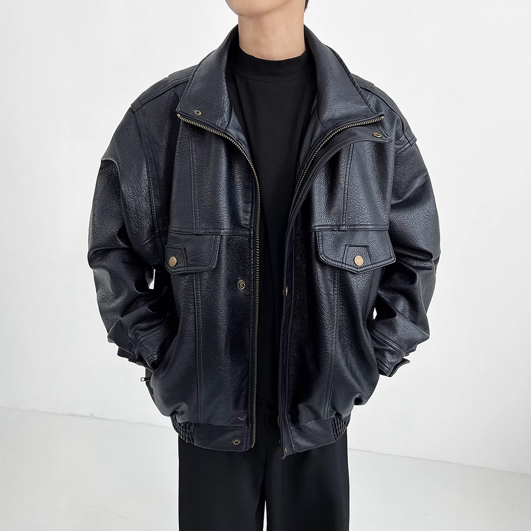 Pu Leather Men's Thickened Bik - đánh giá và giá Vintage Windbreaker Nylon