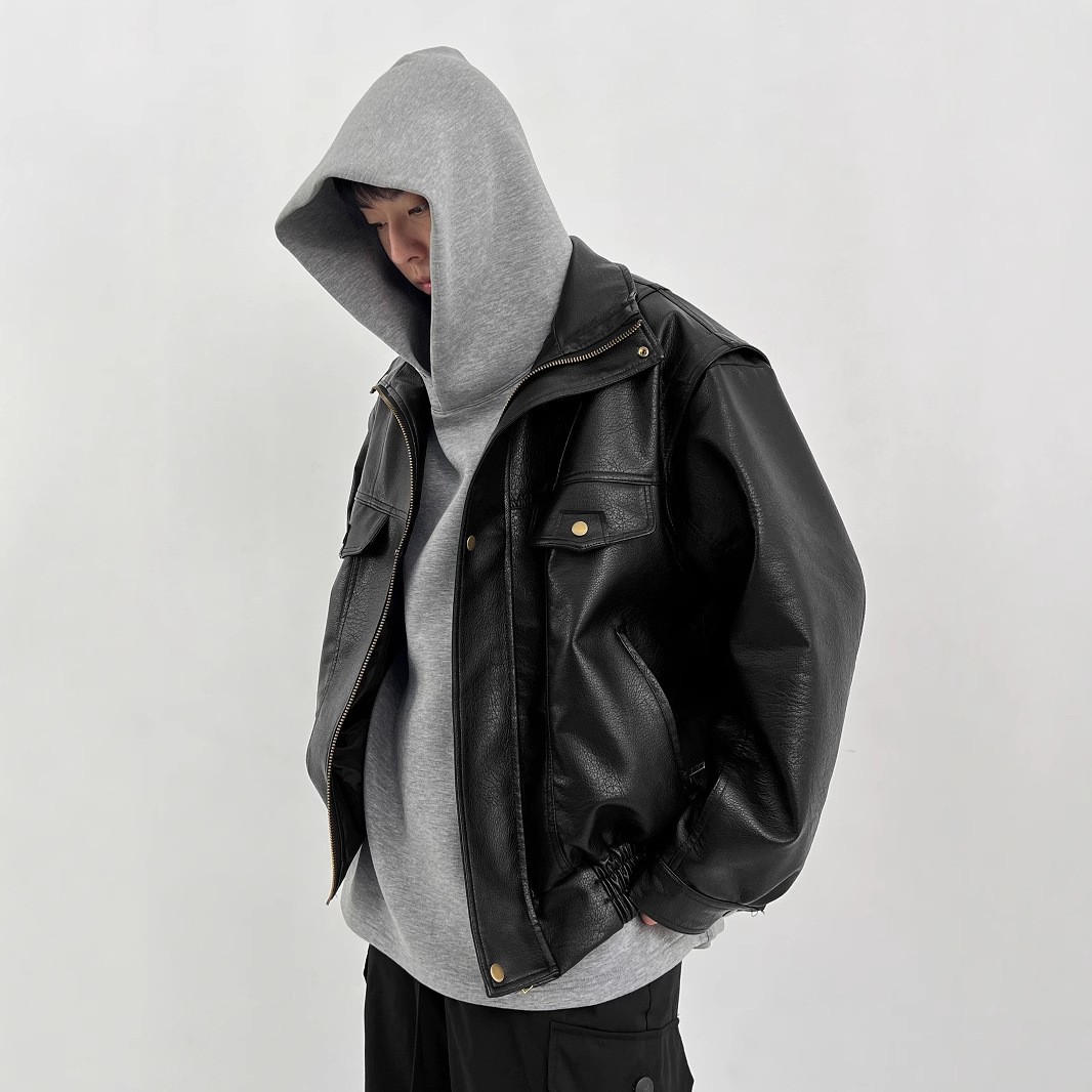 Pu Leather Men's Thickened Bik - đánh giá và giá Vintage Windbreaker Nylon