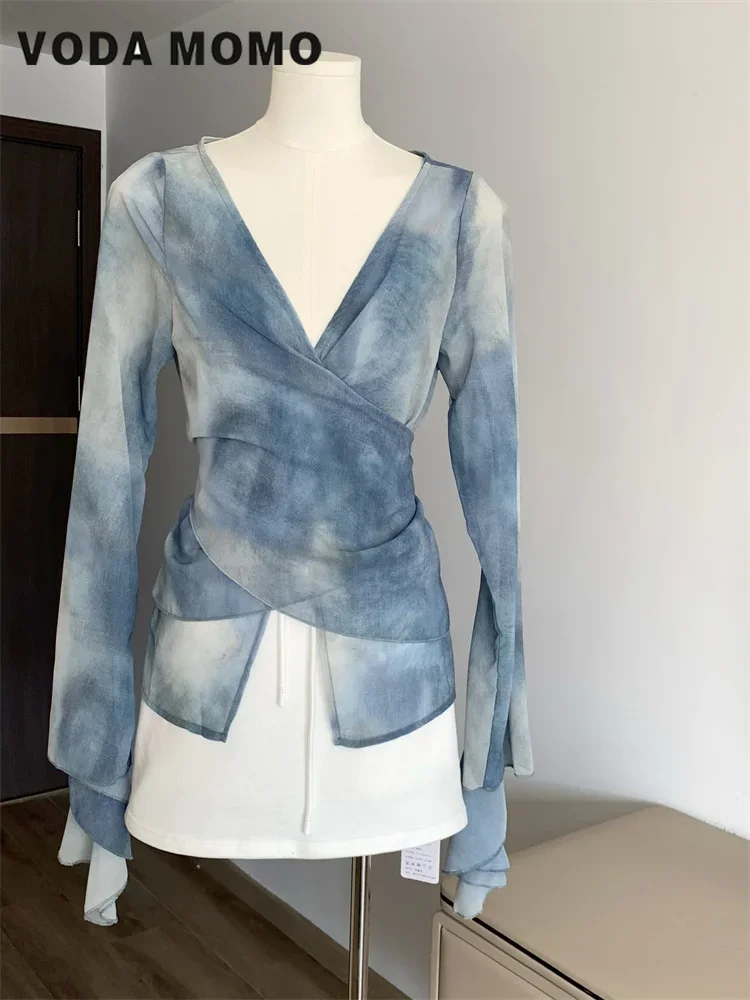 Vintage V-Neck Summer Elegant  - đánh giá và giá Tie Dye Shirt Vintage