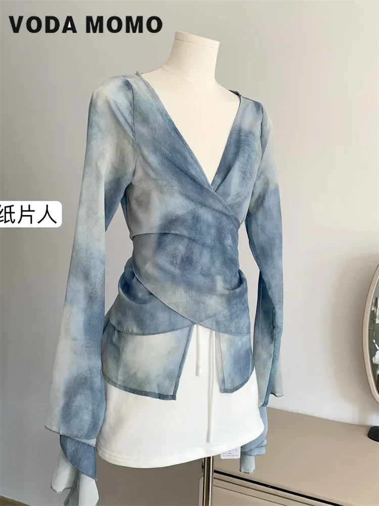 Vintage V-Neck Summer Elegant  - đánh giá và giá Tie Dye Shirt Vintage