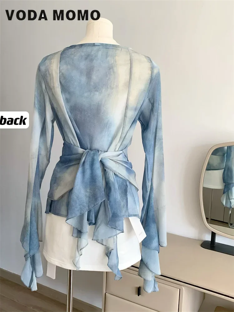 Vintage V-Neck Summer Elegant  - đánh giá và giá Tie Dye Shirt Vintage