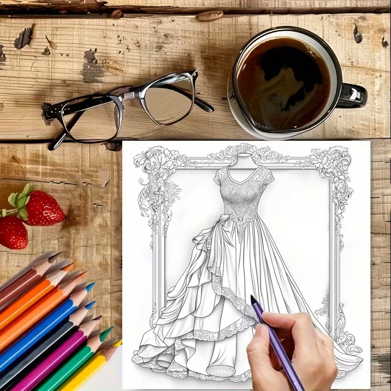 Dreamy Lady Outfit Adult Color - đánh giá và giá Vintage Fashion Coloring Pages