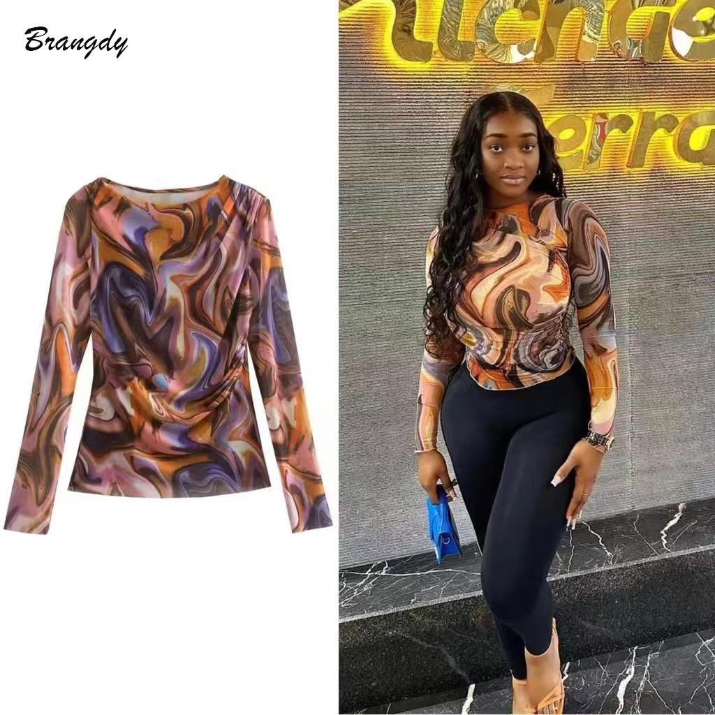 Traf Mesh Tops For Women 2023  - đánh giá và giá Tie Dye Shirt Vintage