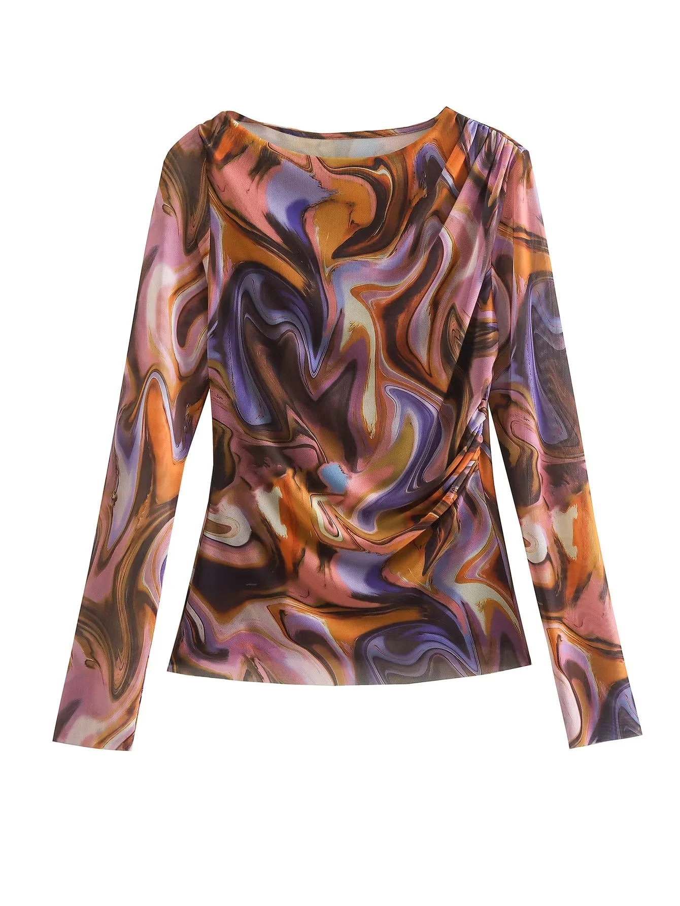 Traf Mesh Tops For Women 2023  - đánh giá và giá Tie Dye Shirt Vintage