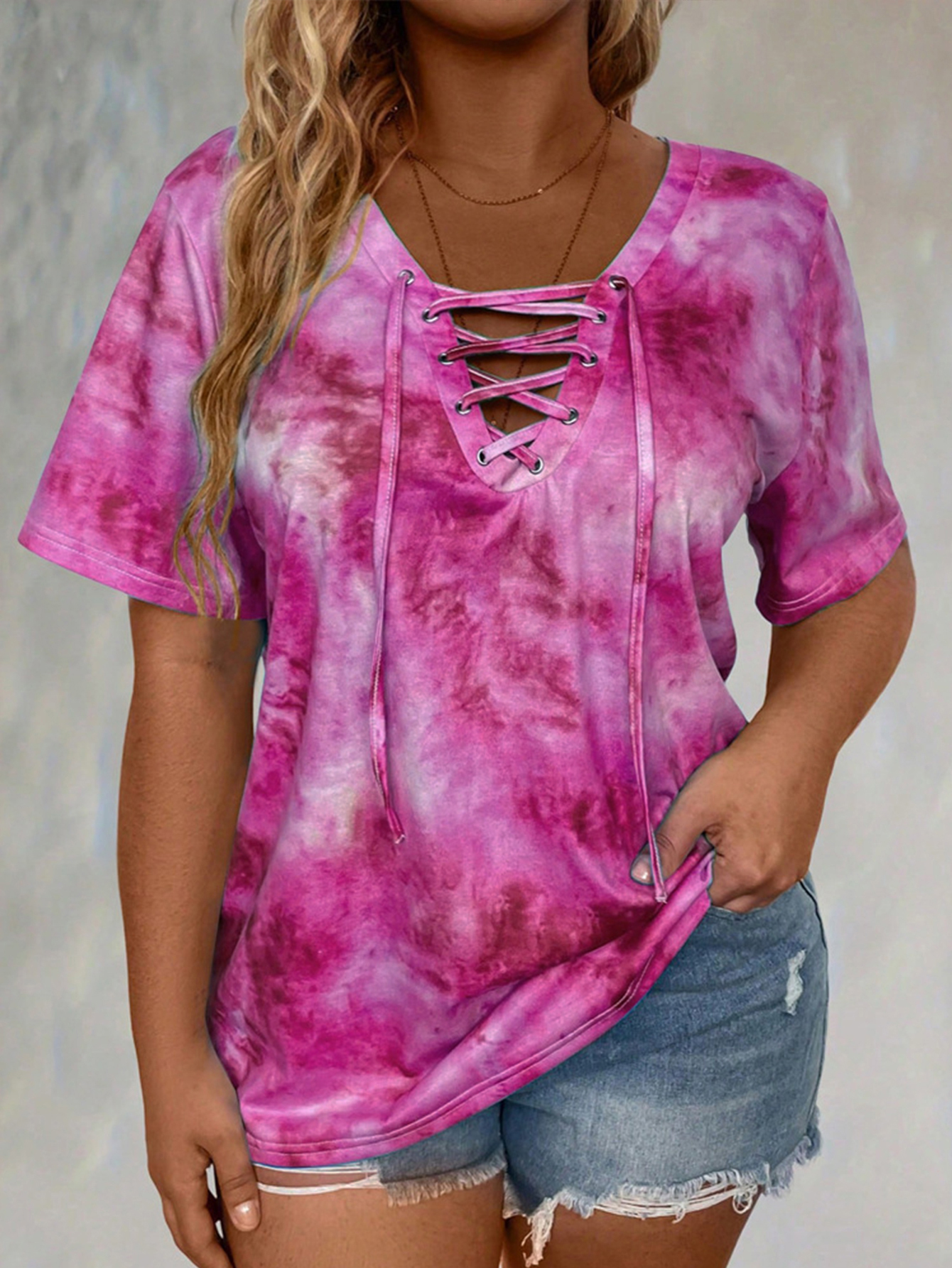 Plus size tie-dye printed shor - đánh giá và giá Tie Dye Shirt Vintage