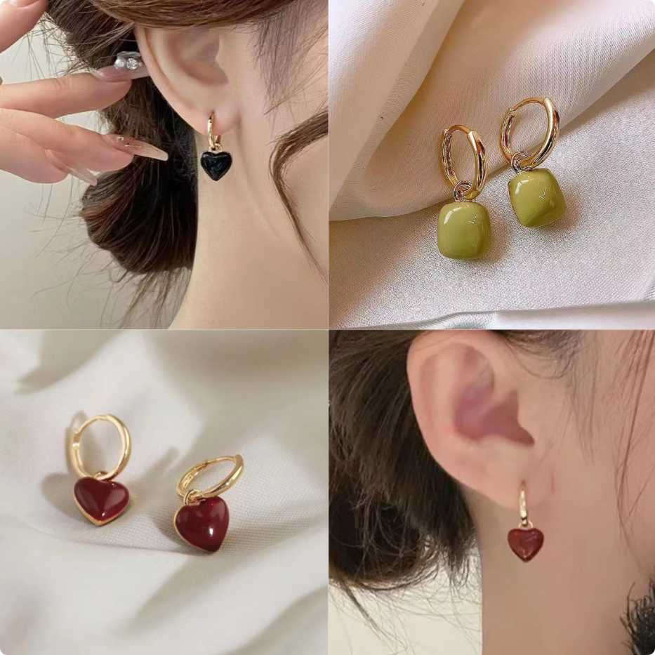 Simple Love Heart Dangle Earri - đánh giá và giá Vintage Fashion Coloring Pages