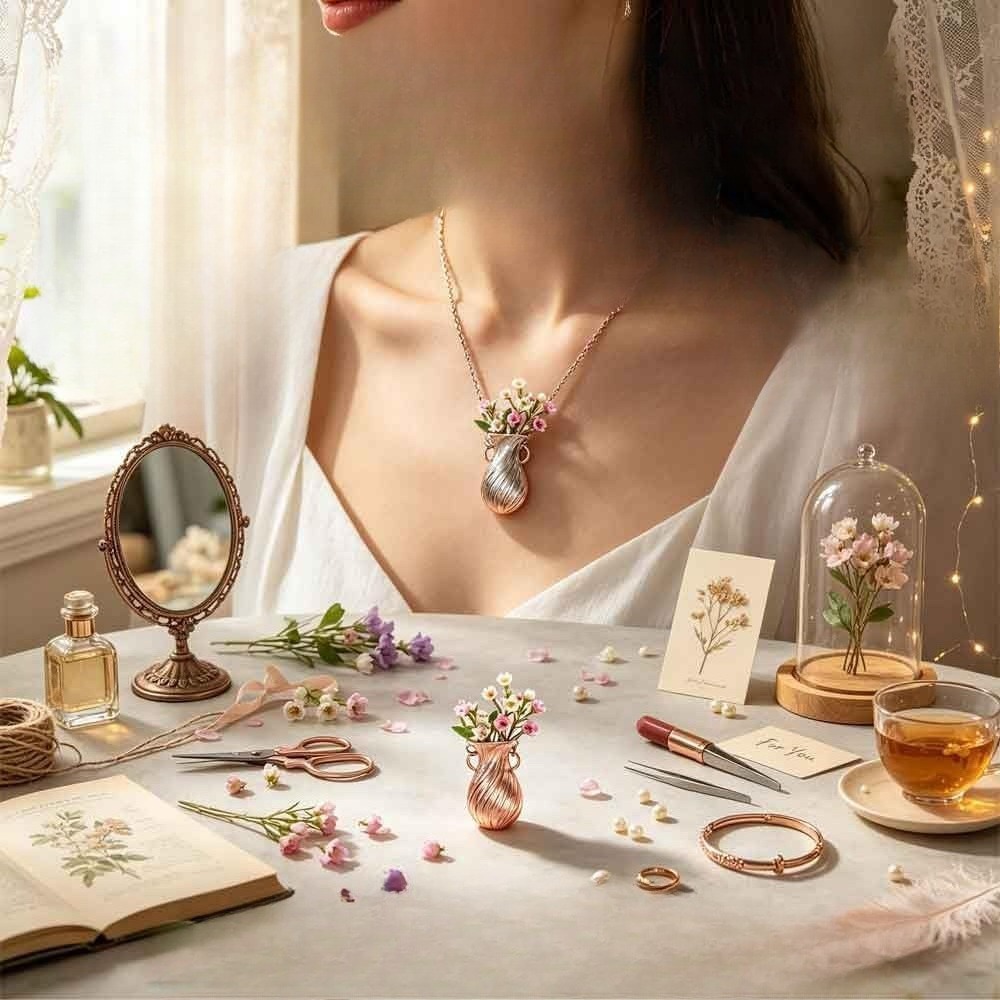 New Flower Bouquet Necklace We - đánh giá và giá Vintage Fashion Sketches