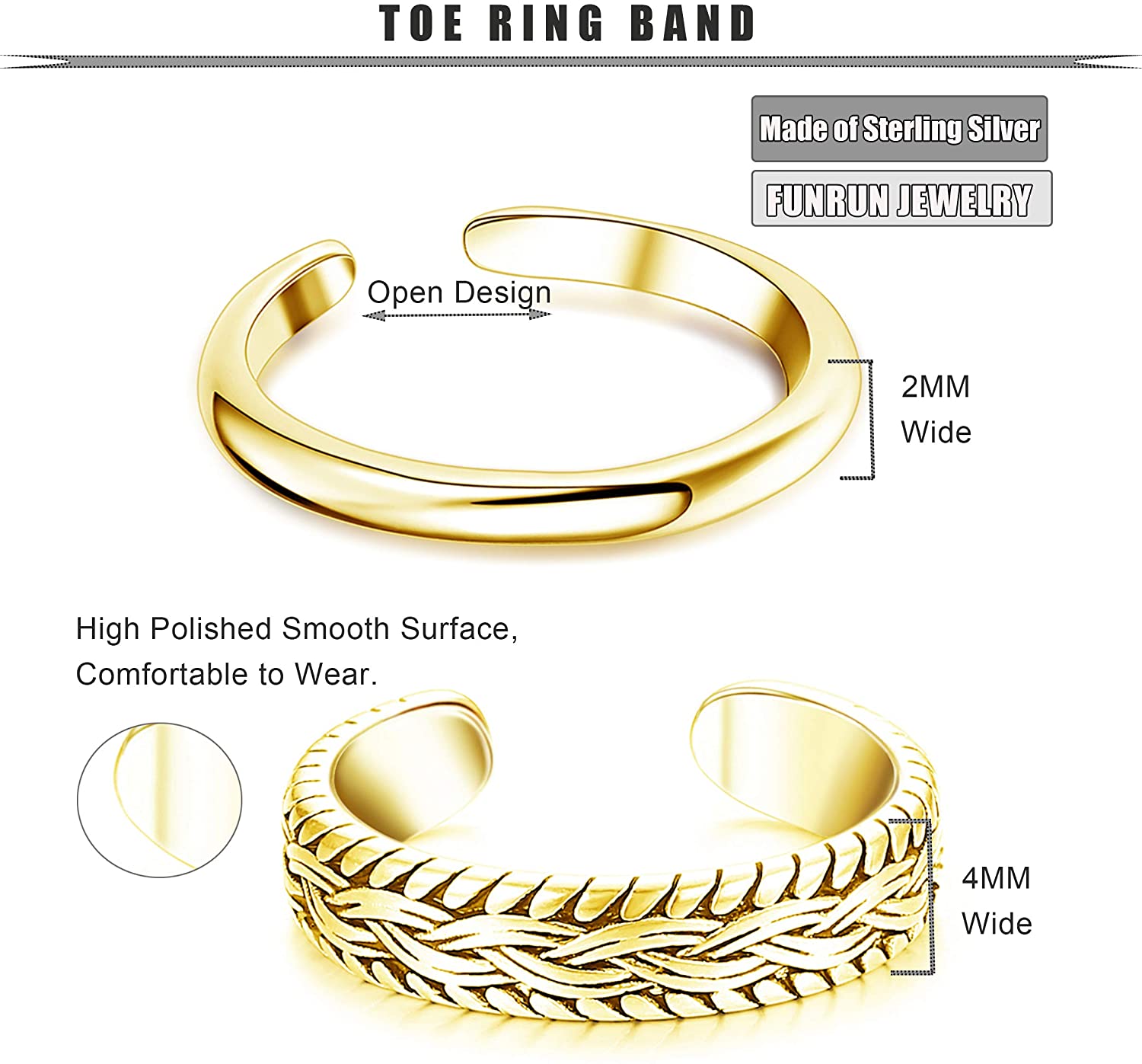2 PCS Stainless Steel Toe Ring - đánh giá và giá Vintage Fashion Rings For Women