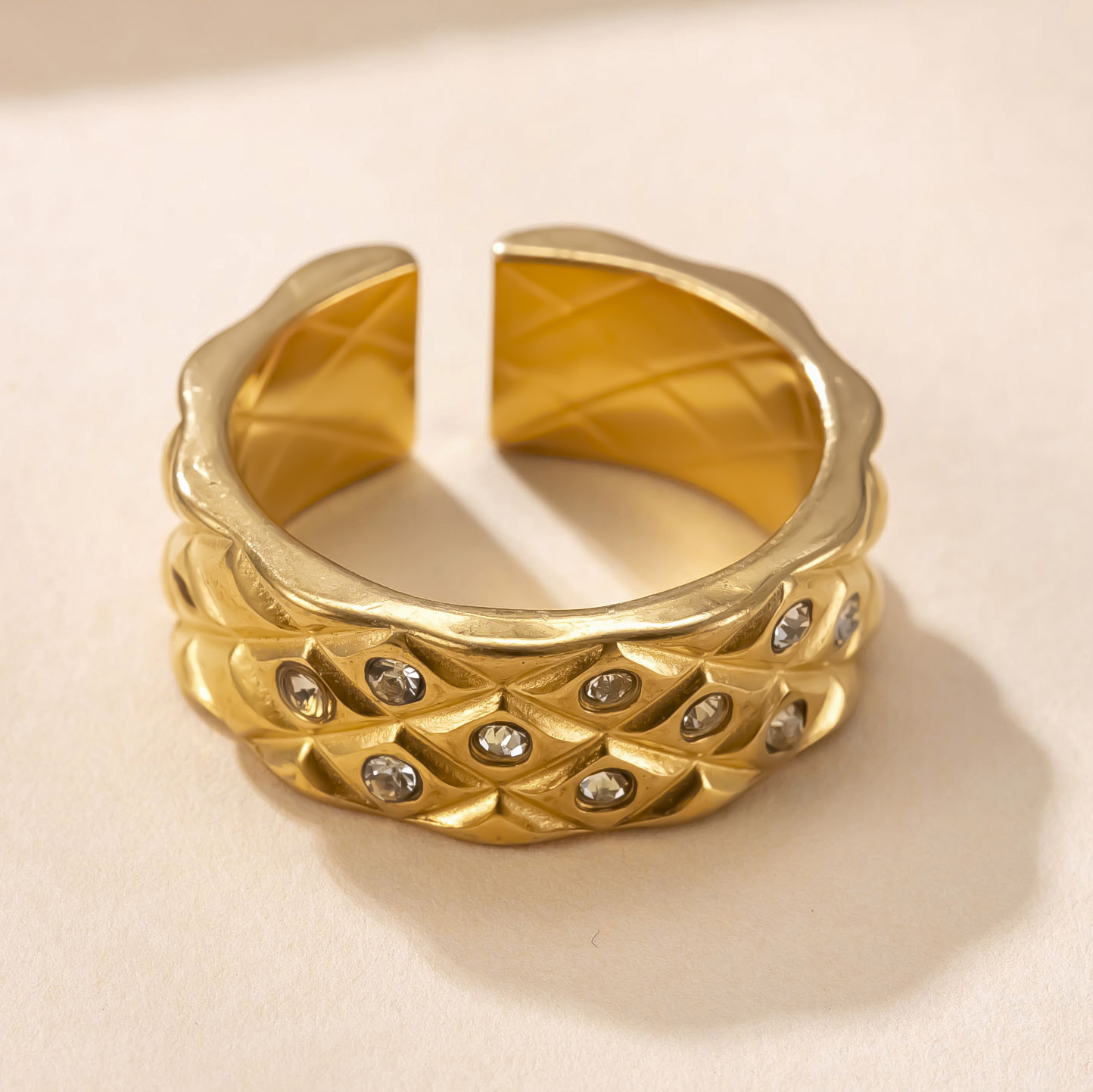 Golden Color Sparkling Cubic Z - đánh giá và giá Vintage Fashion Rings For Women