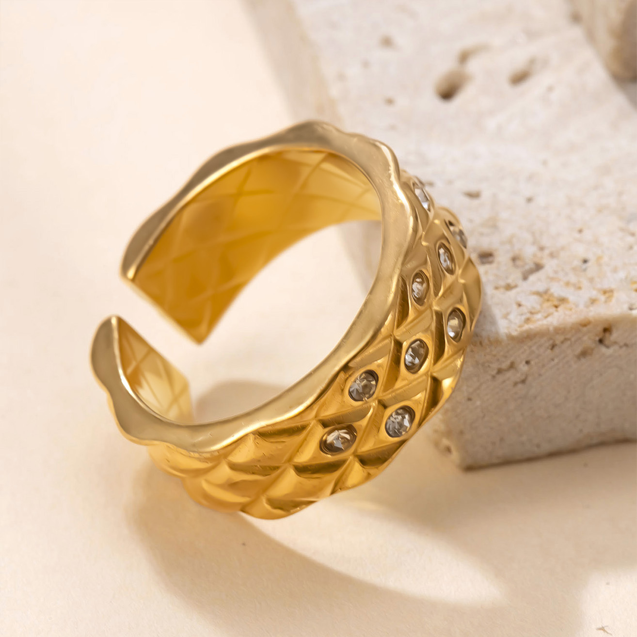Golden Color Sparkling Cubic Z - đánh giá và giá Vintage Fashion Rings For Women