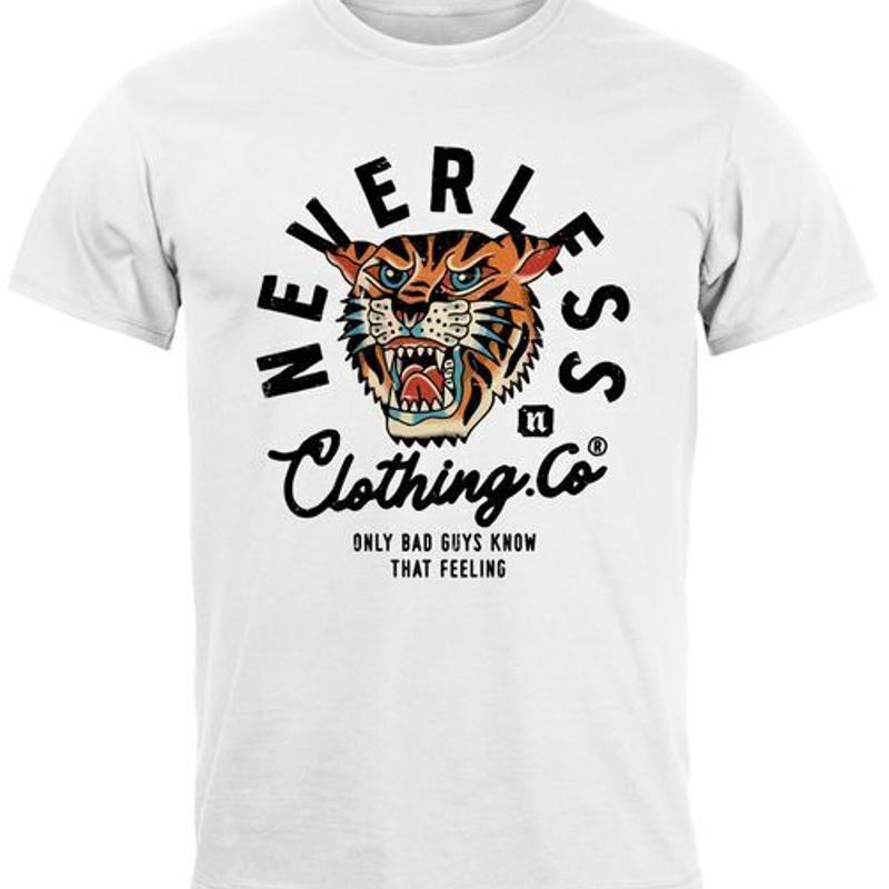 Mens T-Shirt Tiger Print Motif - đánh giá và giá Vintage Fashion Font