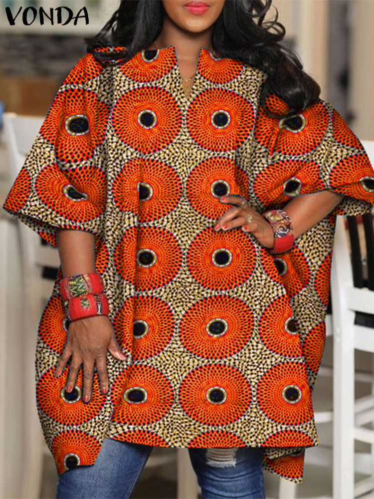 Plus Size 5XL VONDA Women Blou - đánh giá và giá V Vintage Fashion