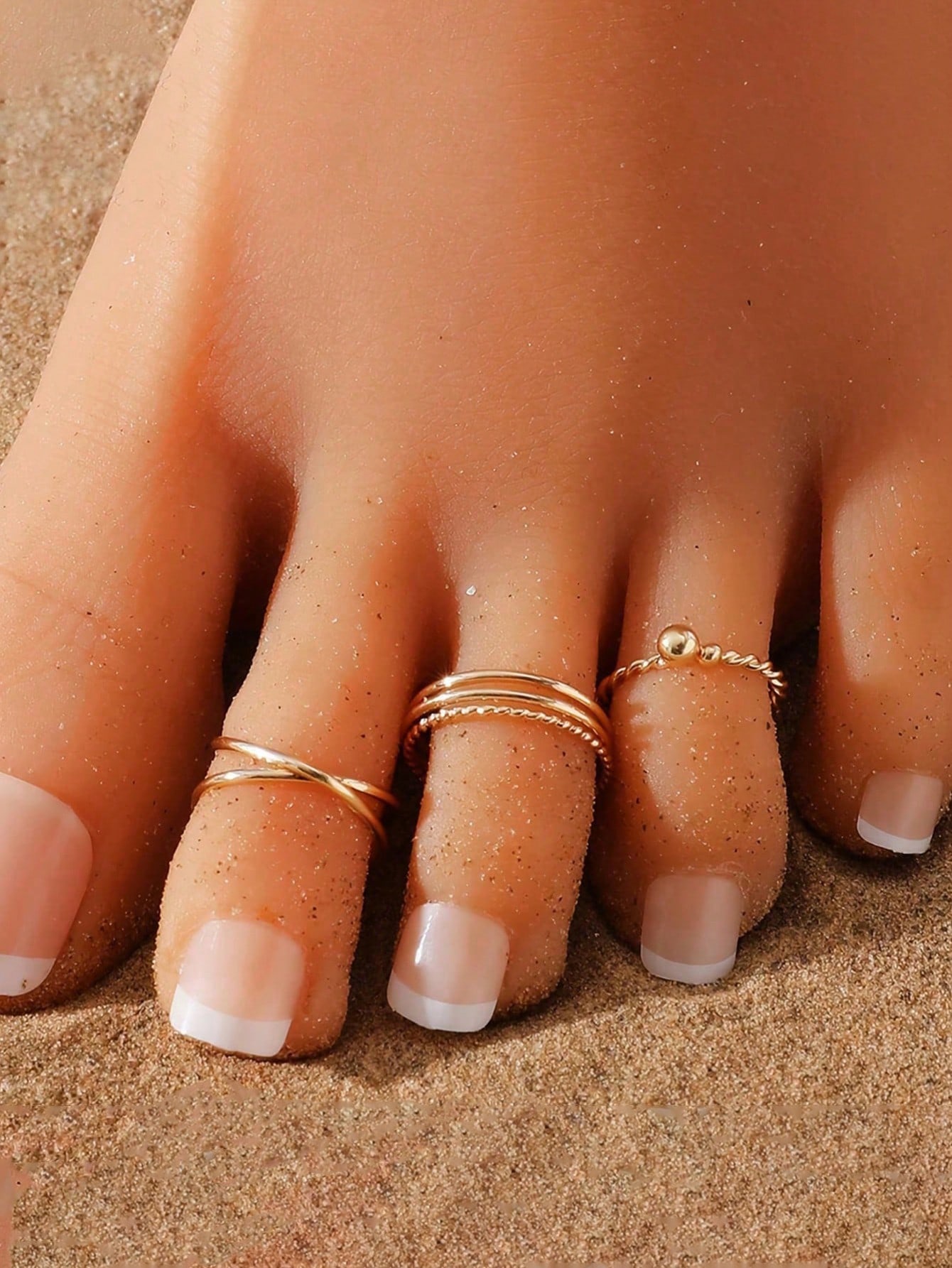 Delicate Golden Toe Rings Set  - đánh giá và giá Vintage Fashion Rings For Women