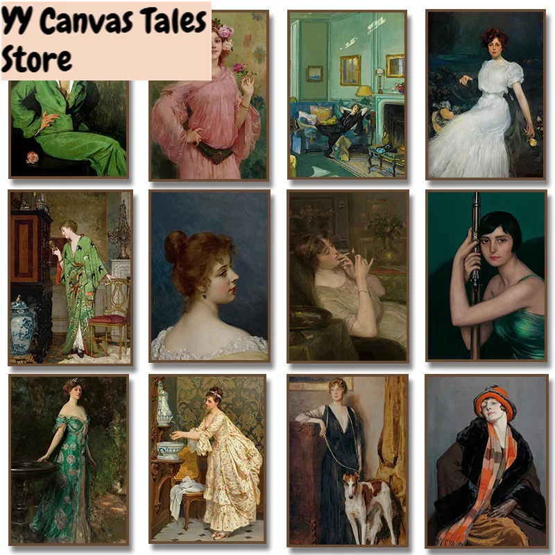 1pc frameless Canvas Painting  - đánh giá và giá Vintage Fashion Sketches